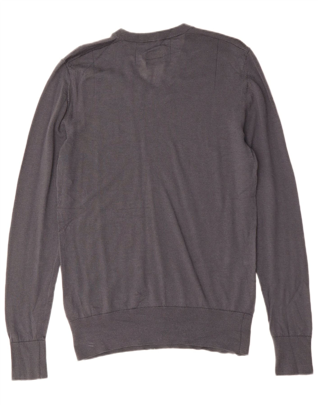 ALL SAINTS Jersey con cuello en V para hombre de lana merino gris medio