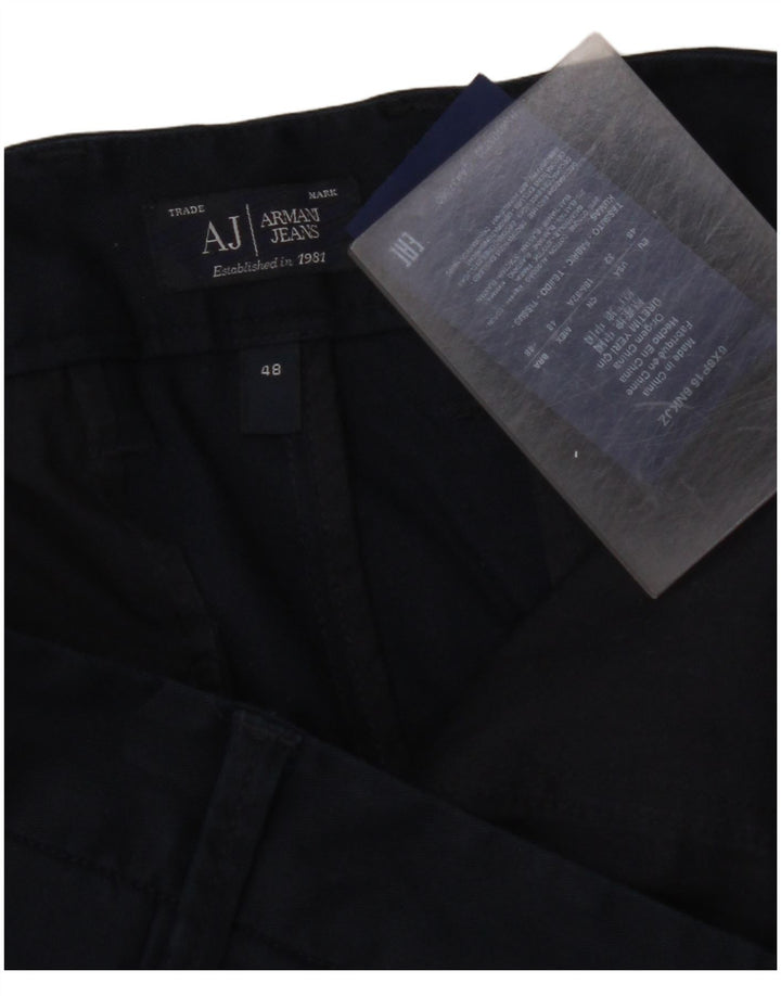 ARMANI Pantalón chino delgado para hombre IT 48 Medium W32 L33 Algodón azul marino
