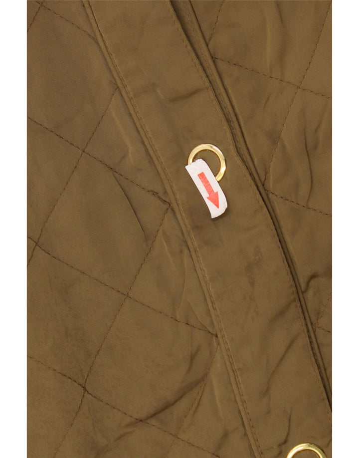 ZARA Mujer Chaqueta Acolchada Con Capucha UK 44 Mediano Caqui Poliéster