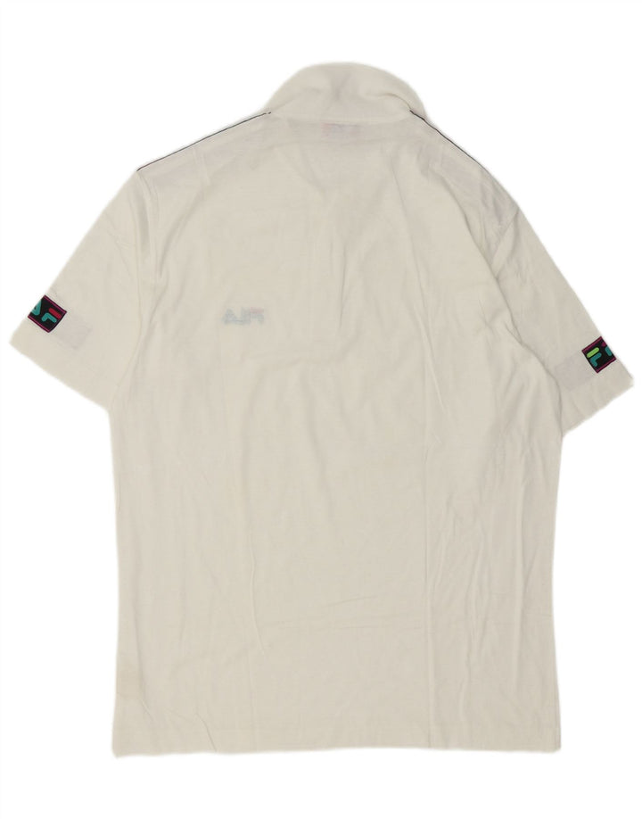 Fila Polo gráfico para hombre IT 50 Medium White Colourblock Cotton