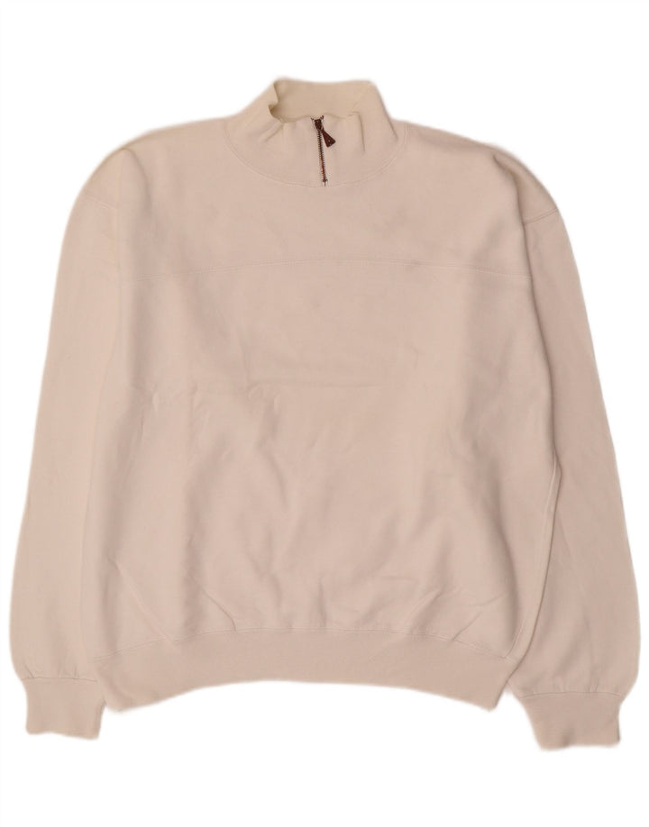 Champion Sudadera Con Cuello Y Cremallera Para Hombre Jersey Grande De Algodón Blanco Roto