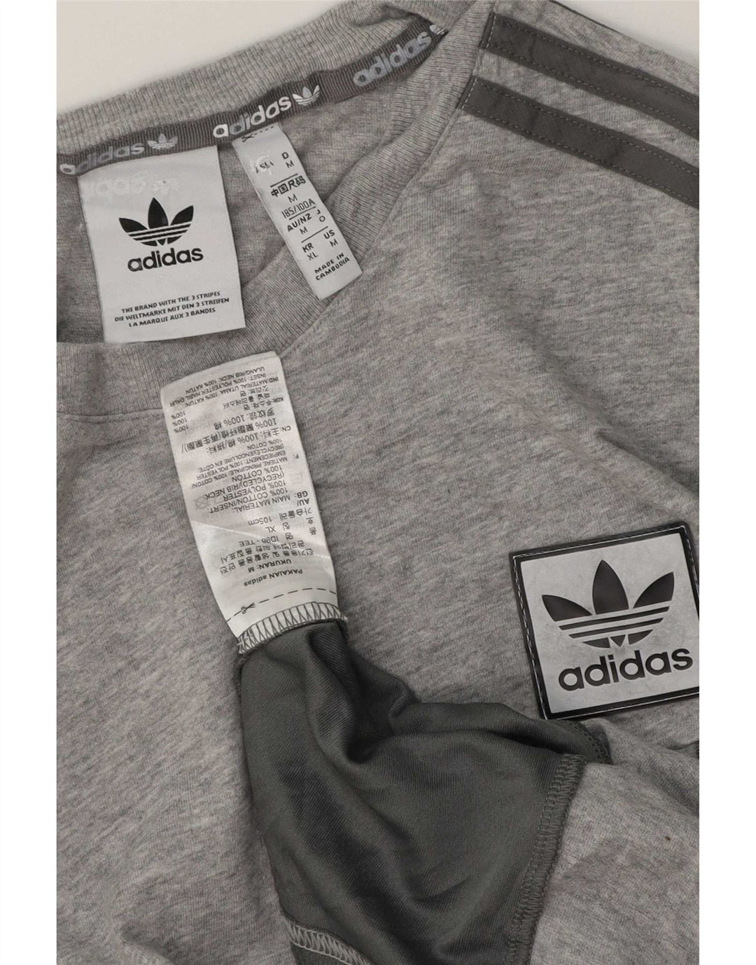 Camiseta Adidas Hombre Top Algodón Gris Medio