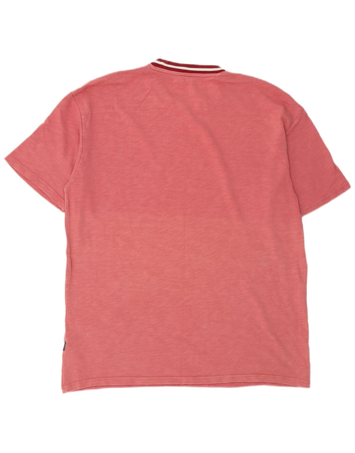 Camiseta con gráfico extragrande de algodón moteado en color burdeos medio para hombre