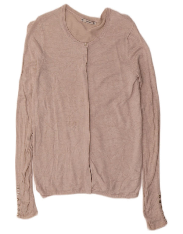 Zara Mujer Cárdigan Suéter UK 10 Small Viscosa Beige