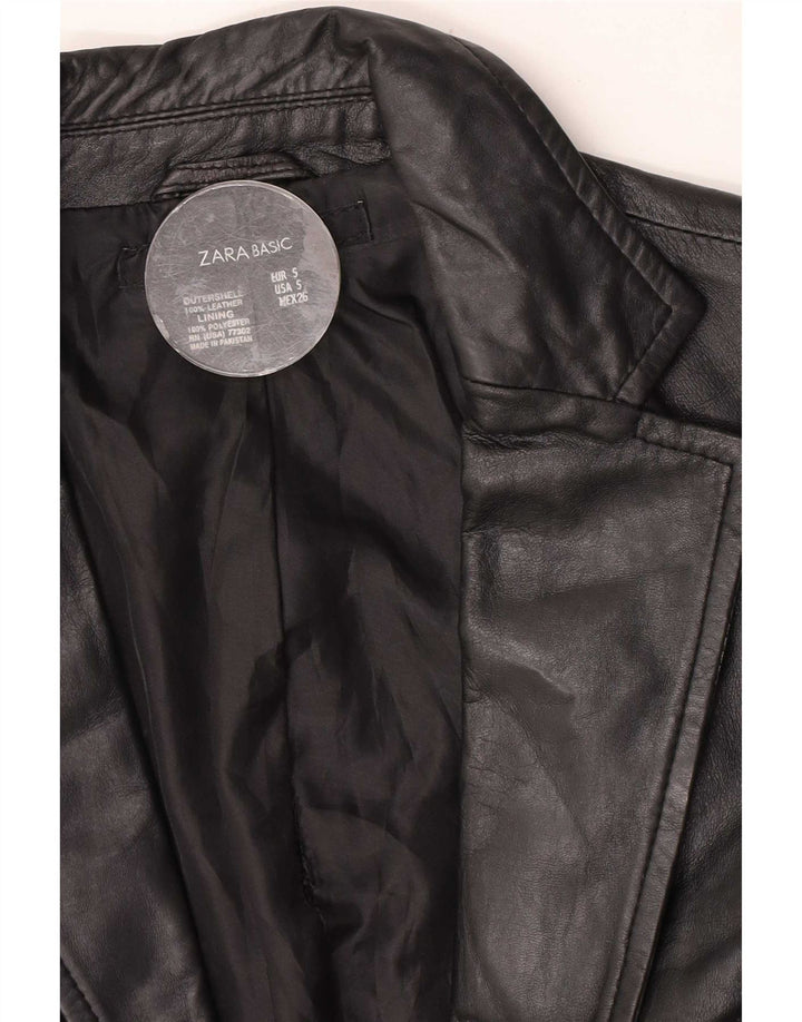 Zara Chaqueta Blazer de Cuero con 2 Botones para Mujer UK 10 Small Black