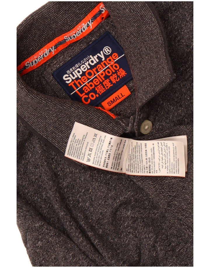 Superdry Polo para hombre de algodón moteado gris pequeño