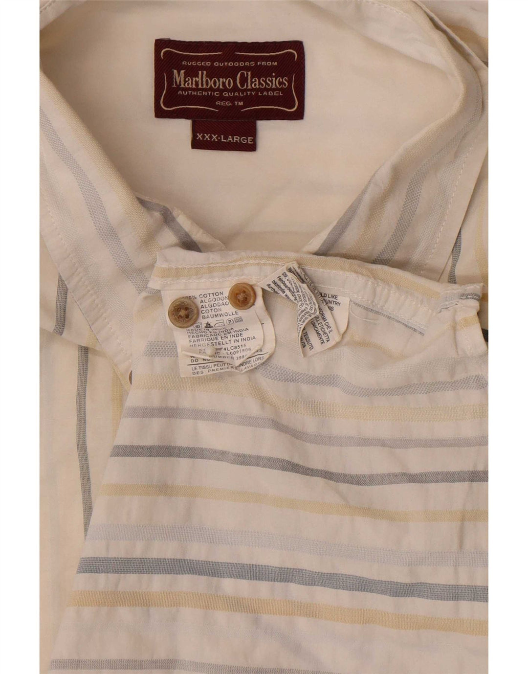 Camisa Marlboro Classics Hombre 3XL Algodón Rayas Blancas