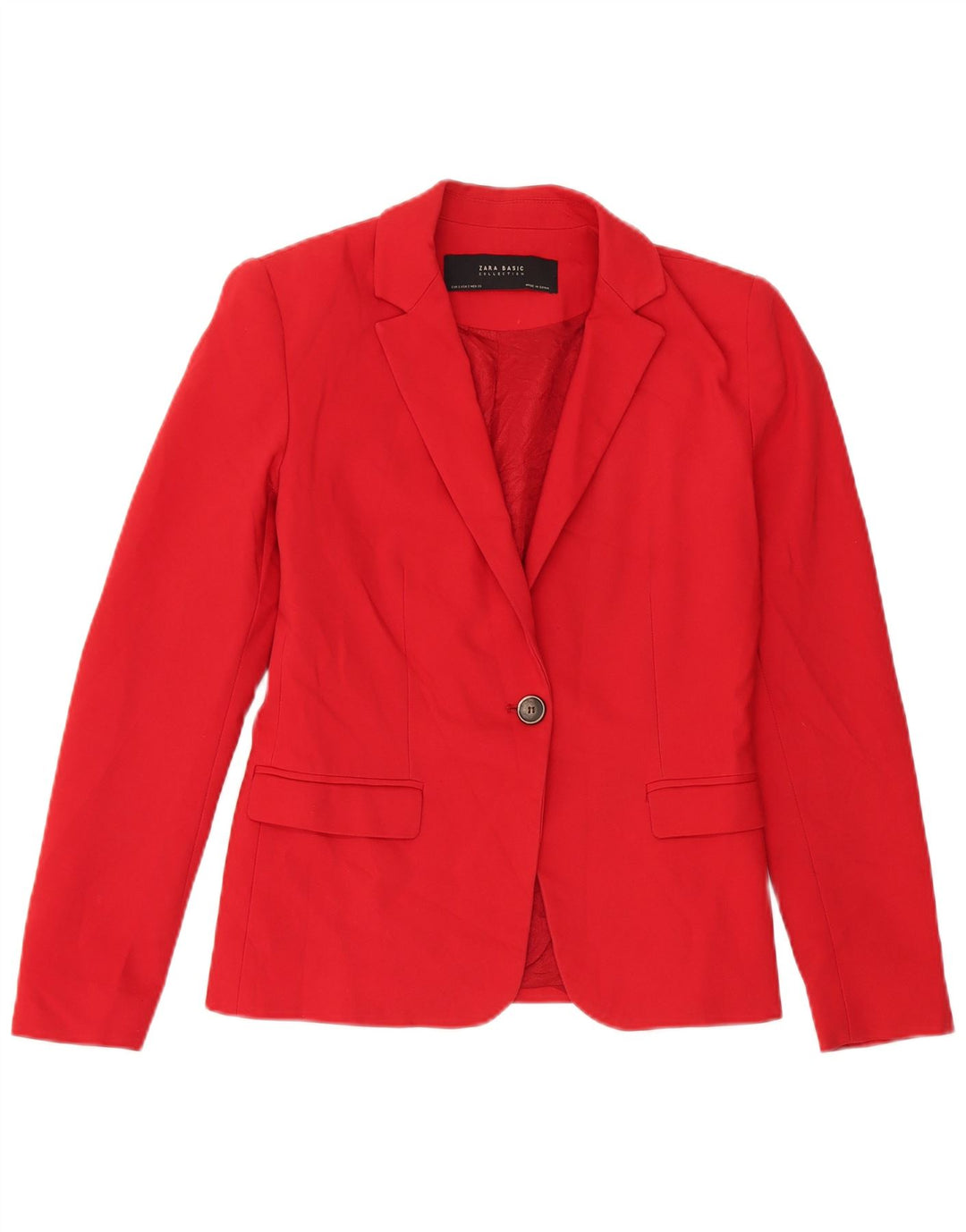 Zara - Chaqueta tipo blazer con 1 botón para mujer, talla 40, talla pequeña, algodón rojo