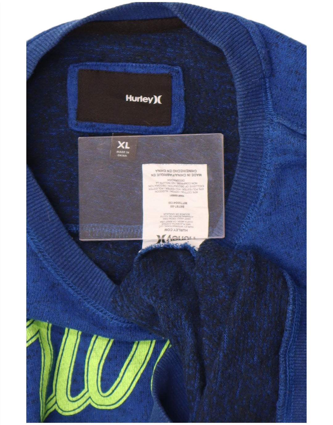 Hurley Hombre Sudadera Gráfica Jumper XL Algodón Moteado Azul