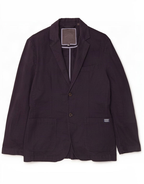 Superdry Chaqueta tipo blazer de 2 botones para hombre Reino Unido 40 Grande Algodón azul marino