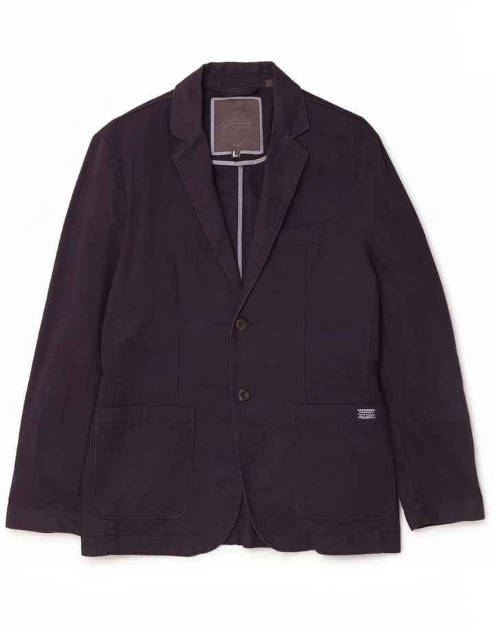 Superdry Chaqueta tipo blazer de 2 botones para hombre Reino Unido 40 Grande Algodón azul marino