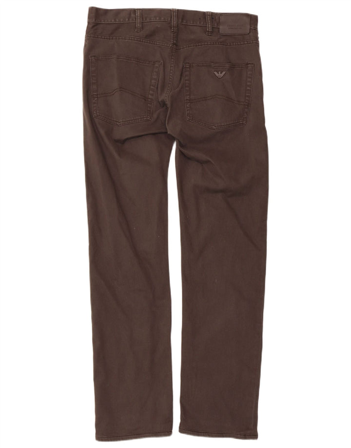 ARMANI Pantalón Casual Recto Mujer W32 L30 Algodón Marrón