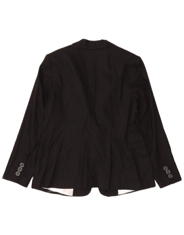 Marks & Spencer Chaqueta tipo blazer con 1 botón para mujer, talla 40, talla grande, lino negro