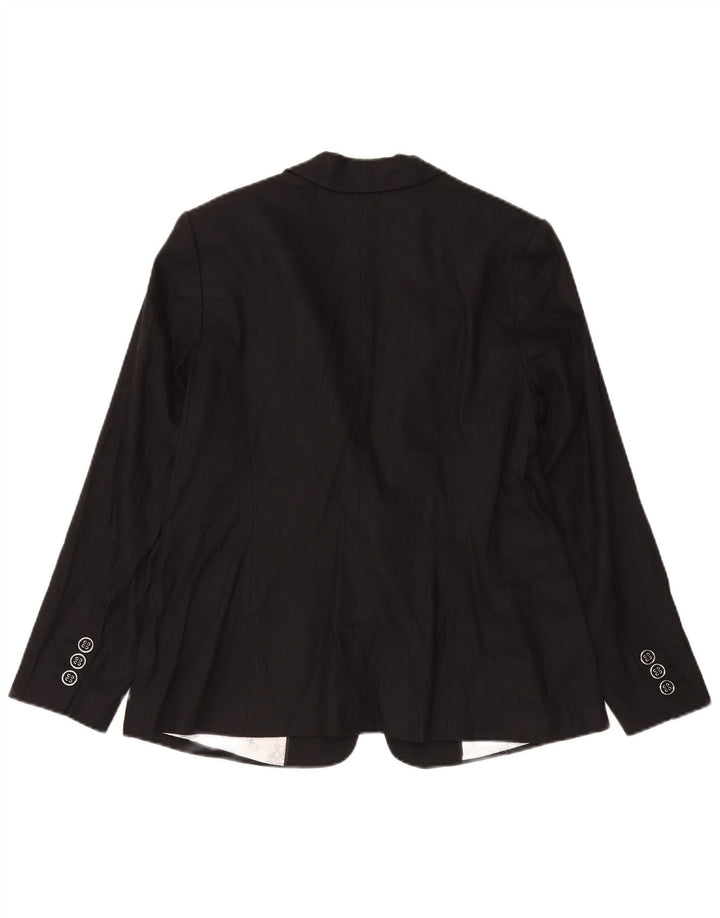 Marks & Spencer Chaqueta tipo blazer con 1 botón para mujer, talla 40, talla grande, lino negro
