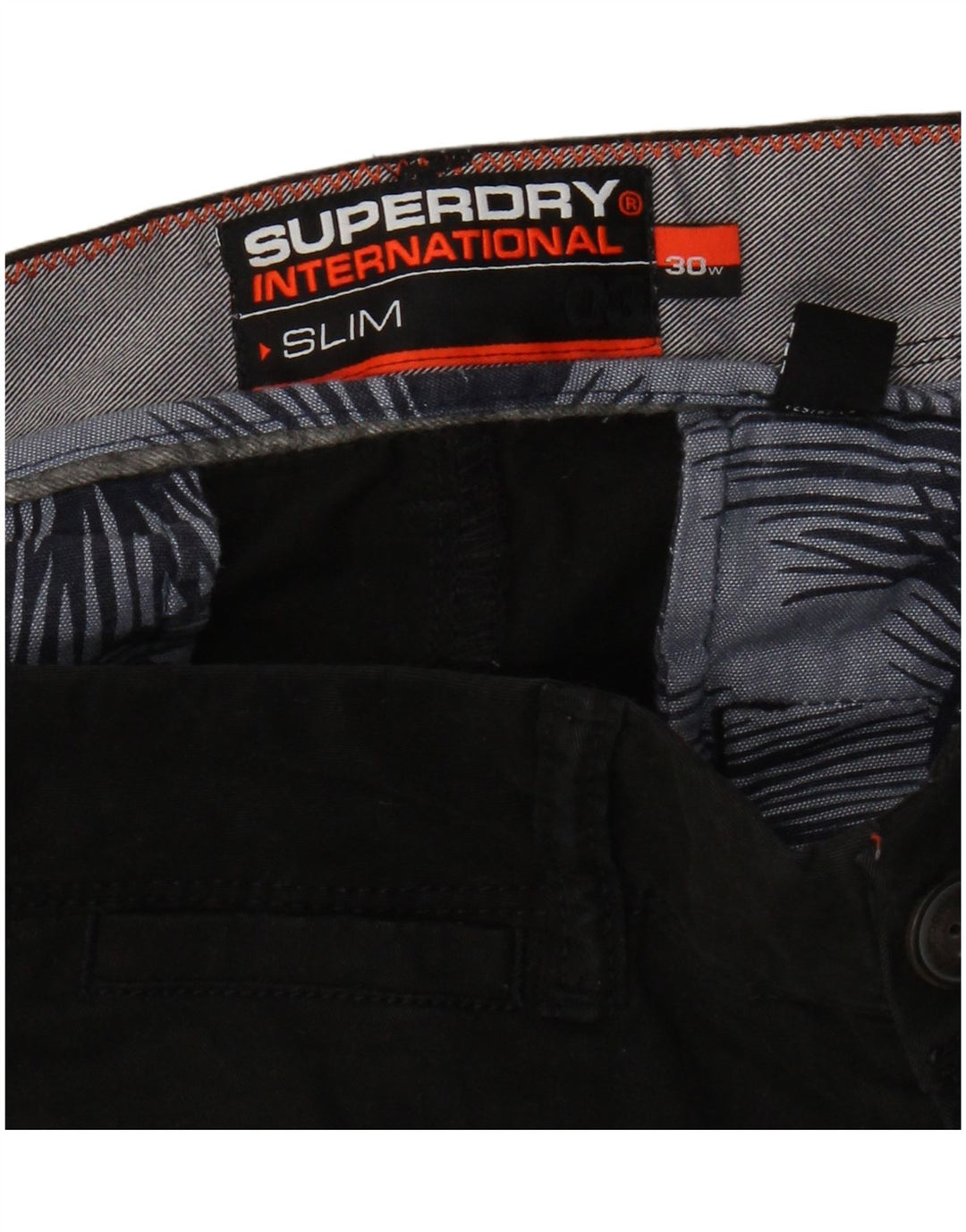 Superdry Pantalones cortos chinos ajustados W30 de algodón negro mediano para hombre