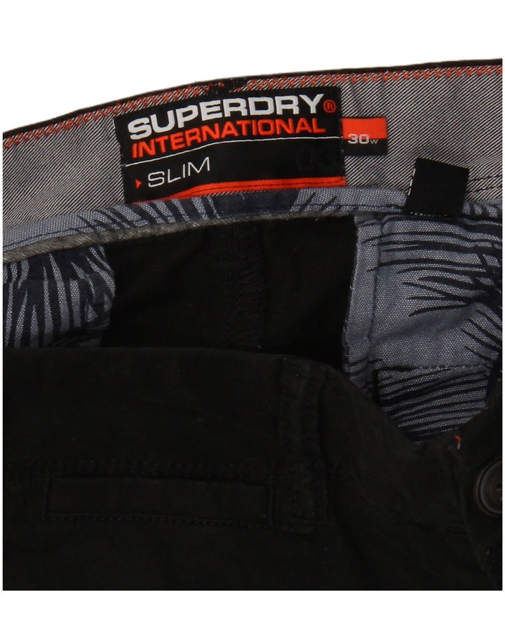 Superdry Pantalones cortos chinos ajustados W30 de algodón negro mediano para hombre