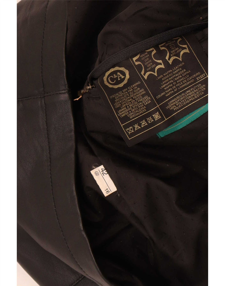 C&A Abrigo de cuero para mujer UK 46 Grande Negro