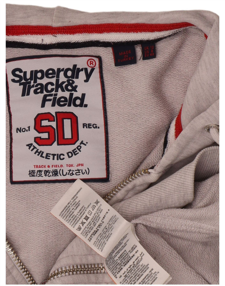Superdry Sudadera con capucha y cremallera gráfica para mujer Reino Unido 40 Algodón gris medio
