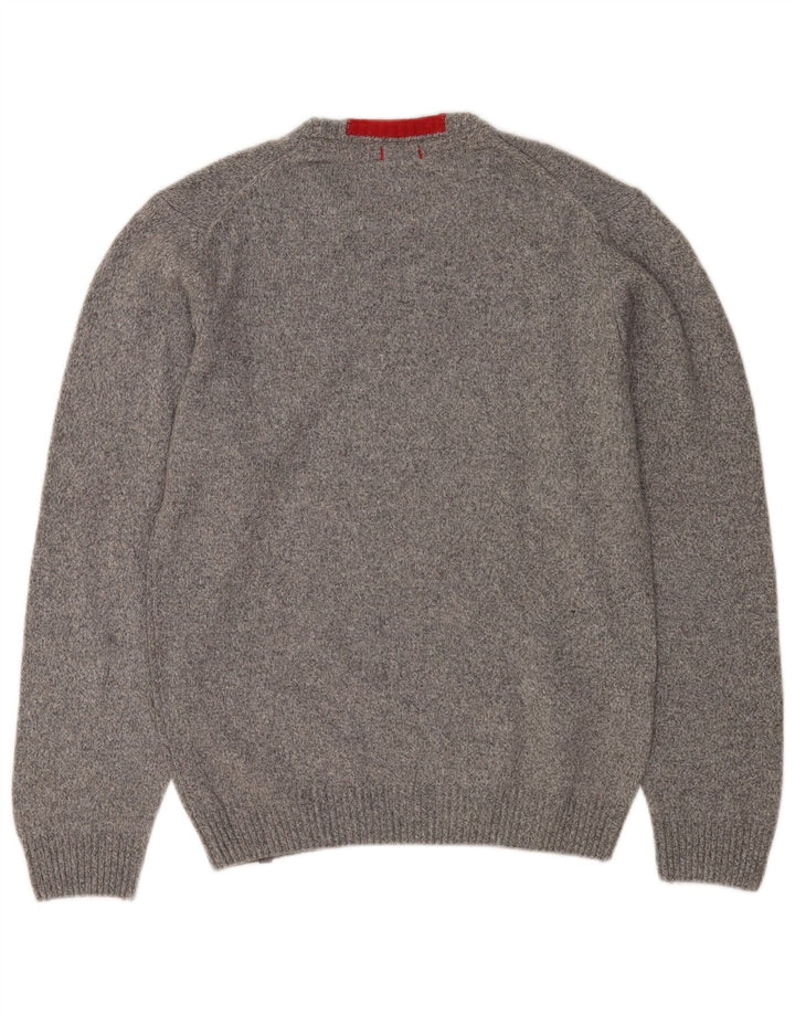 Slam Jersey de cuello redondo para hombre, talla 2XL, lana moteada gris