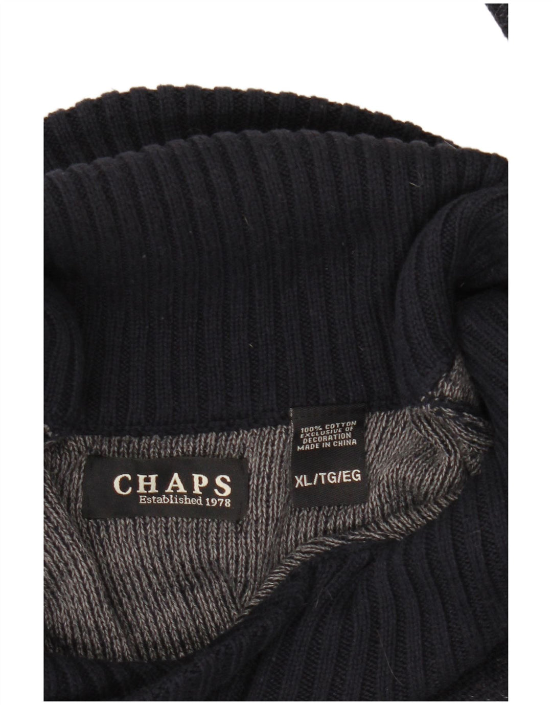 CHAPS Suéter con cuello chal para hombre XL Azul marino moteado