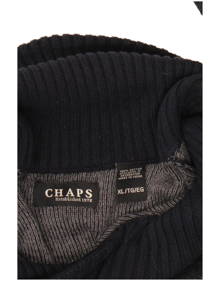 CHAPS Suéter con cuello chal para hombre XL Azul marino moteado