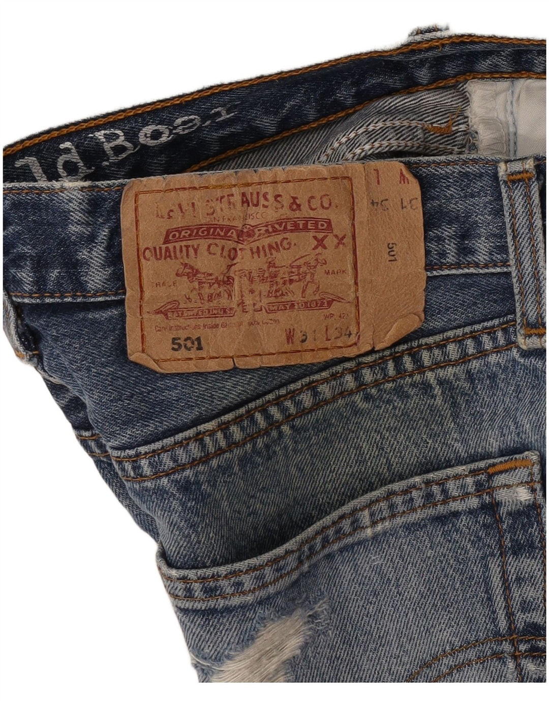 Levi's Mujer 501 Shorts De Mezclilla Desgastados W31 Azul Medio