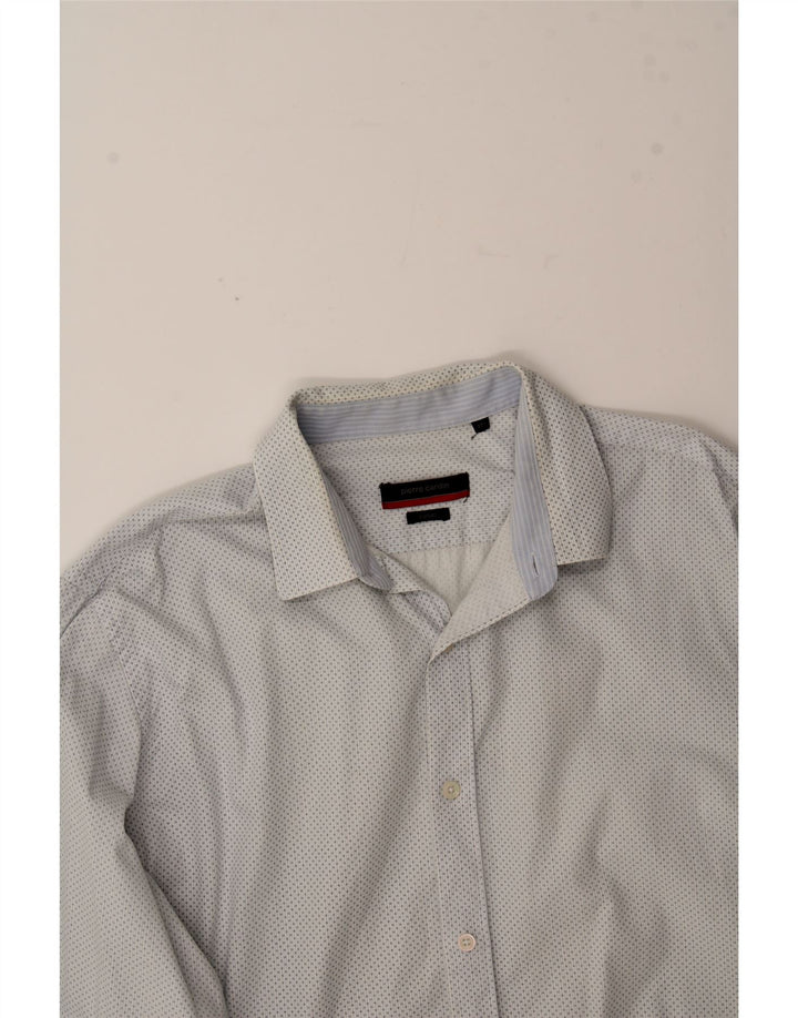 PIERRE CARDIN Mens Abstract Pattern Shirt Size 17 XL Off White Cotton Vintage Pierre Cardin and Second-Hand Pierre Cardin from Messina Hembry 