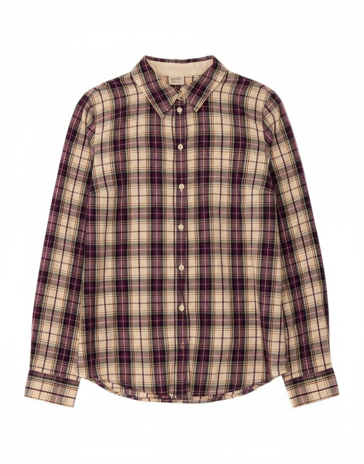 ESPRIT Womens Shirt UK 12 Medium Purple Check Cotton