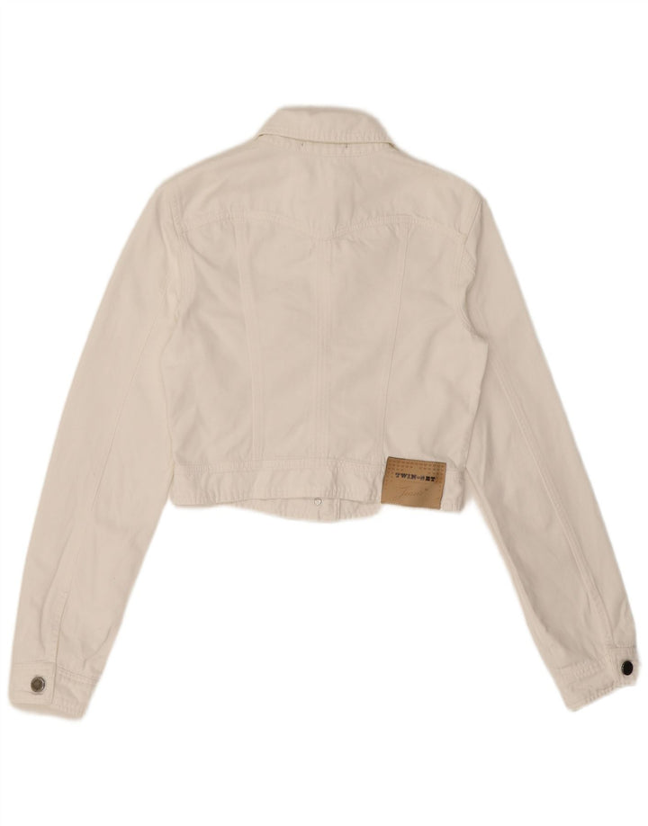 Twin-Set Chaqueta vaquera corta para mujer UK 42 Medium White