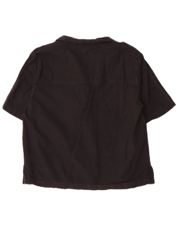 Adidas Womens Oversized Short Sleeve Shirt Blouse UK 8 Small Black Cotton