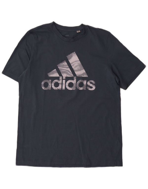 Adidas - Camiseta gráfica para hombre, talla grande, algodón azul marino