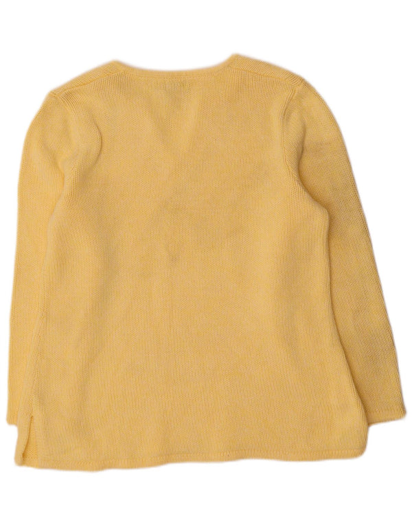 L.L.Bean Jersey con Cuello en V para Mujer UK 46 Grande Algodón Amarillo