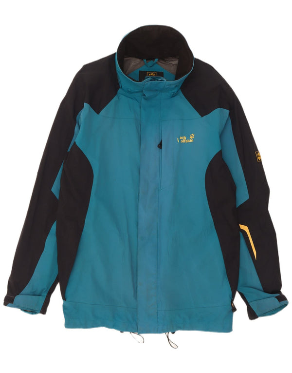 Jack Wolfskin Chaqueta impermeable para hombre ES 44/46 XL Azul Colorblock Poliamida