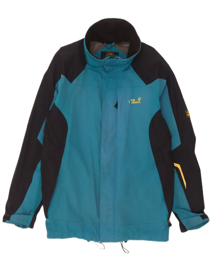 Jack Wolfskin Chaqueta impermeable para hombre ES 44/46 XL Azul Colorblock Poliamida