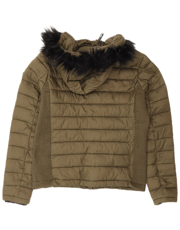 Superdry Chaqueta Acolchada Con Capucha Para Mujer UK 44 Large Nylon Verde