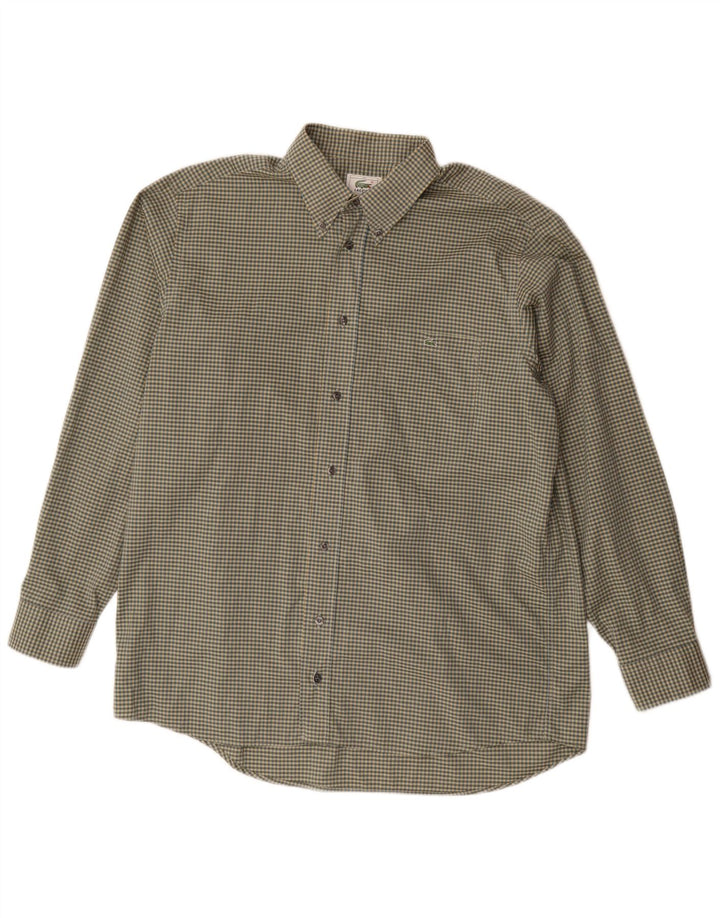 Camisa Lacoste para hombre talla 42 algodón a cuadros caqui grande
