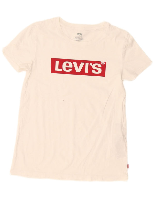 Levi's Camiseta gráfica para mujer Top UK 2 2XS Algodón blanco