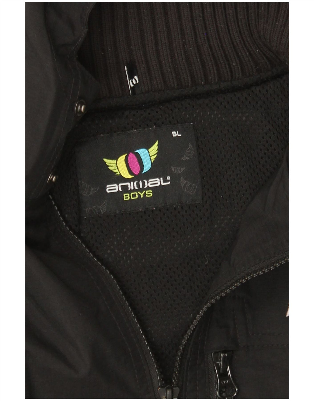 ANIMAL Chaqueta impermeable con capucha para niños 13-14 años Grande Nylon negro