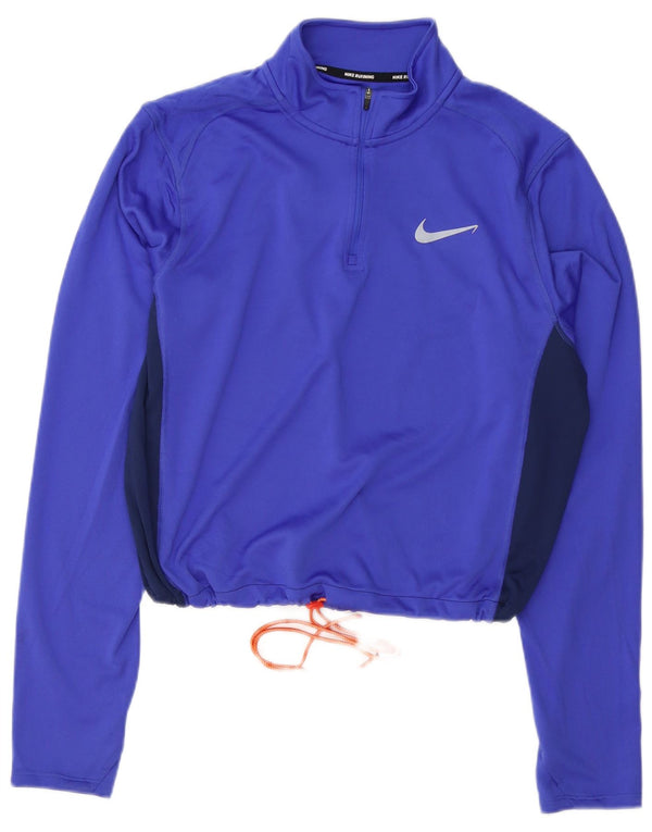 Nike Mujer Dri Fit Crop Sudadera Jumper UK 40 XL Azul Colorblock