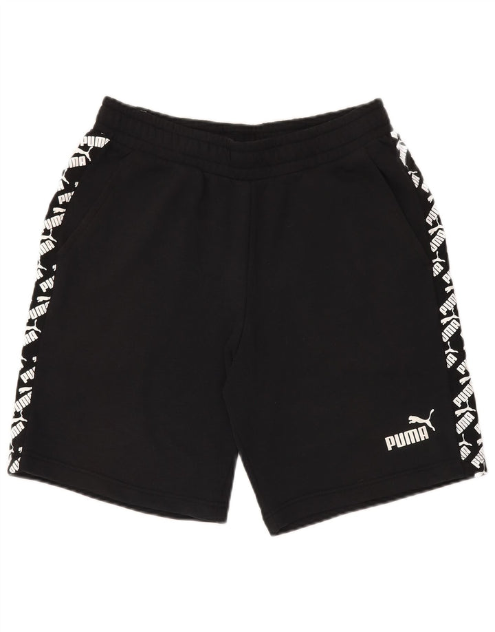 PUMA Shorts deportivos con estampado gráfico para hombre, color negro mediano