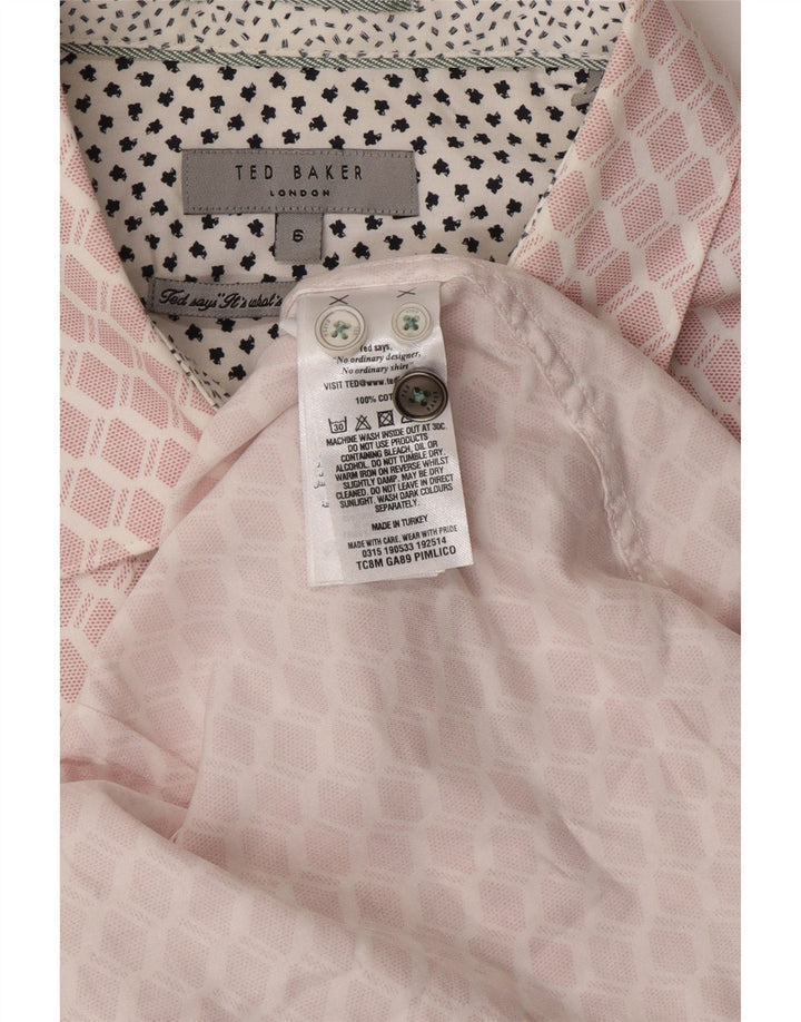 TED BAKER Camisa para hombre Talla 6 2XL Algodón geométrico rosa