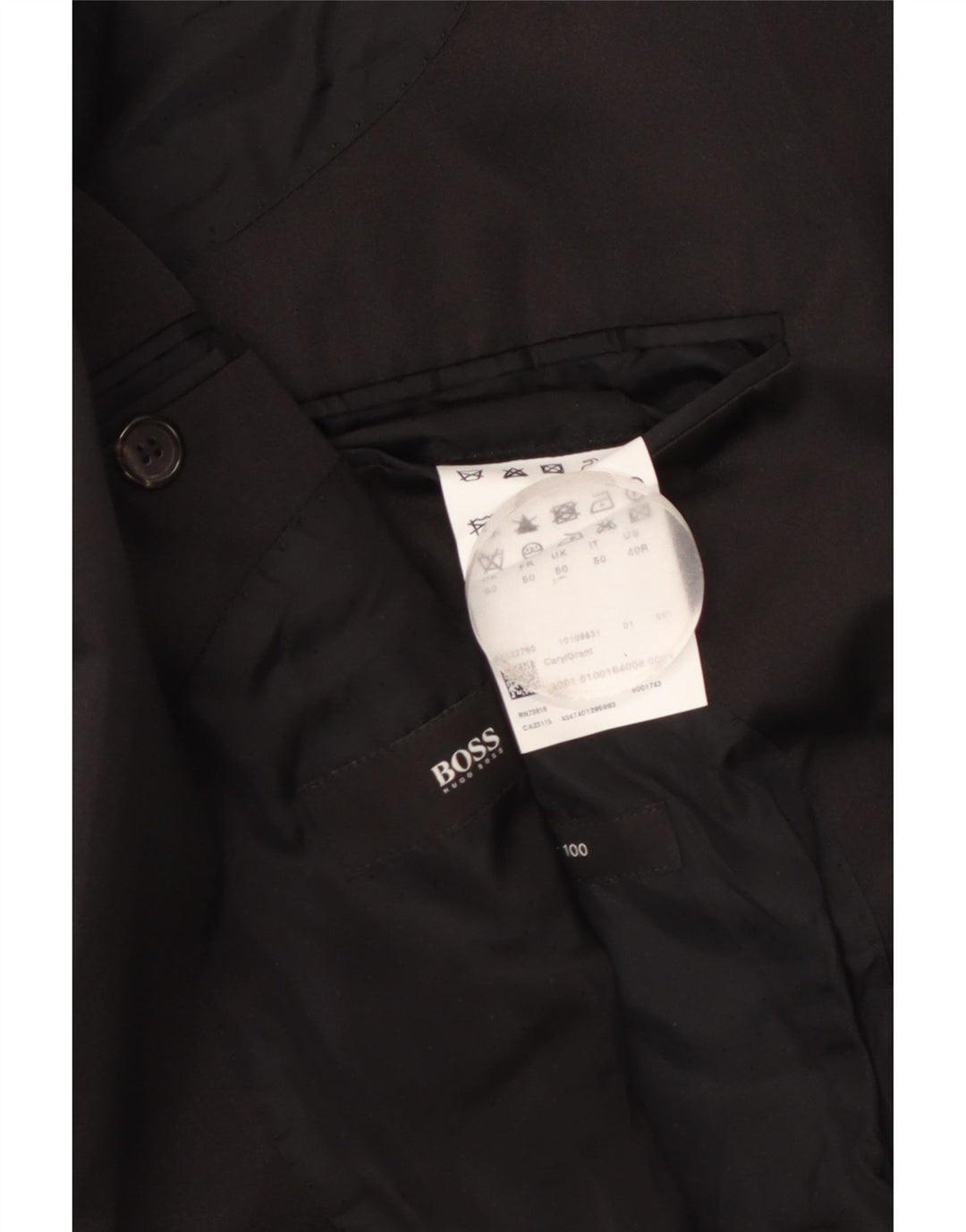 Hugo Boss Chaqueta tipo blazer con 1 botón para hombre UK 50 Large Lana virgen negra