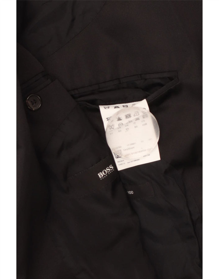 Hugo Boss Chaqueta tipo blazer con 1 botón para hombre UK 50 Large Lana virgen negra