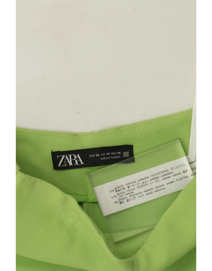 Zara Mujer Falda Pantalón UK 4 XS Verde Poliéster
