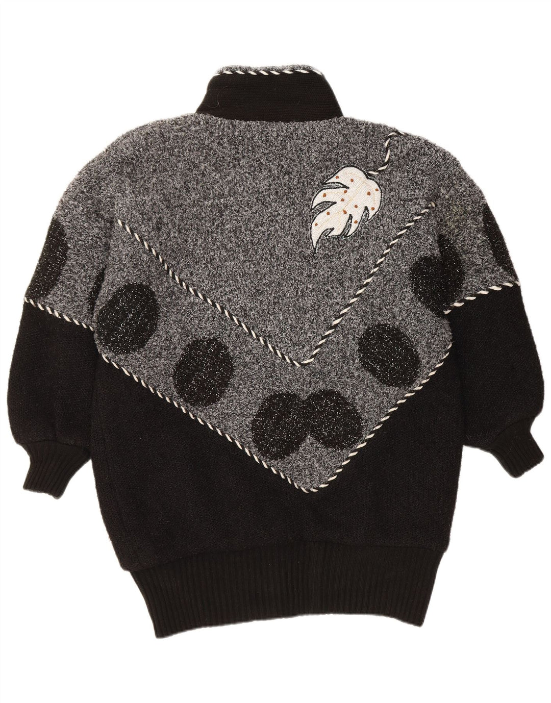 VINTAGE Suéter cárdigan para mujer Reino Unido 22 3XL Bloque de color negro