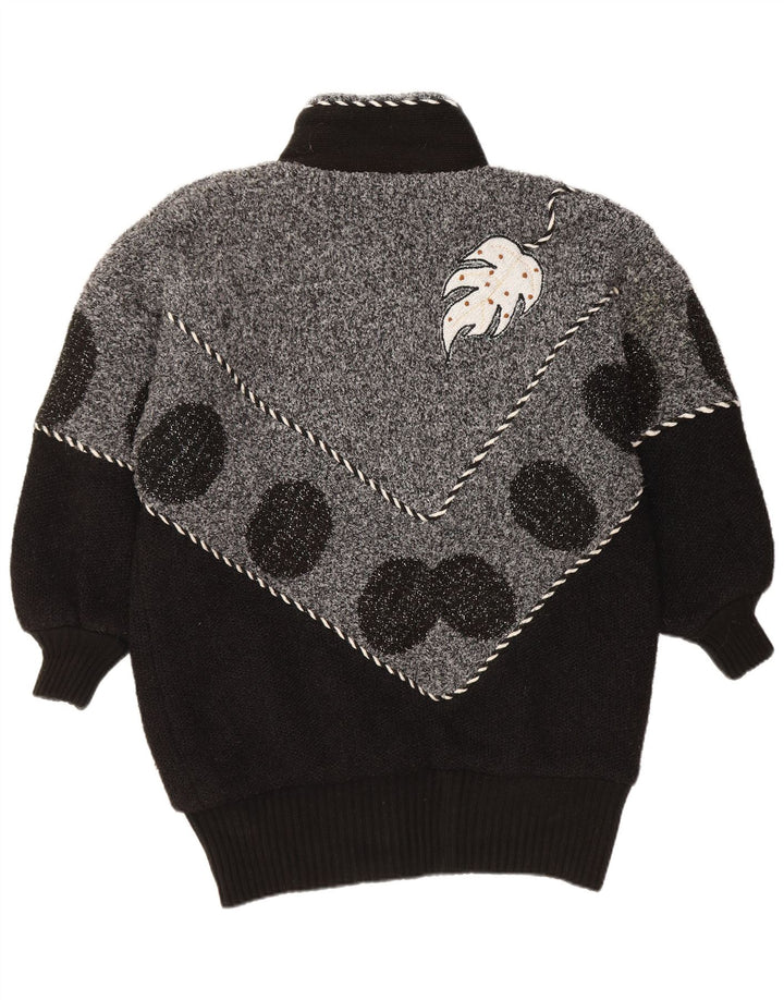 VINTAGE Suéter cárdigan para mujer Reino Unido 22 3XL Bloque de color negro