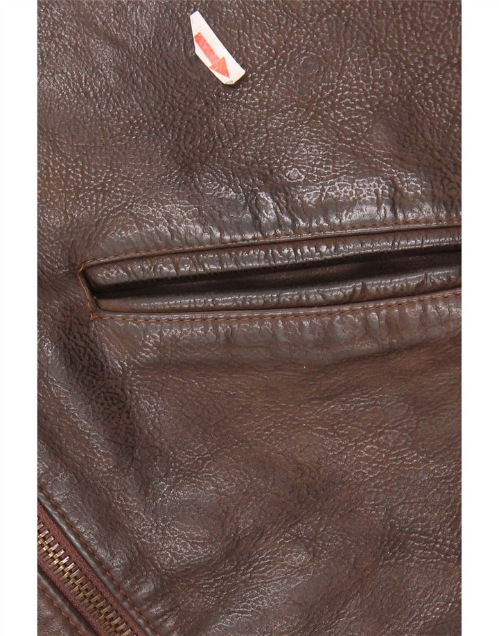 Vintage hombres chaqueta de cuero Reino Unido 36 pequeño marrón