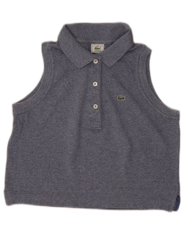 Lacoste Womens Crop Sleeveless Polo Shirt Size 40 Medium Navy Blue Cotton