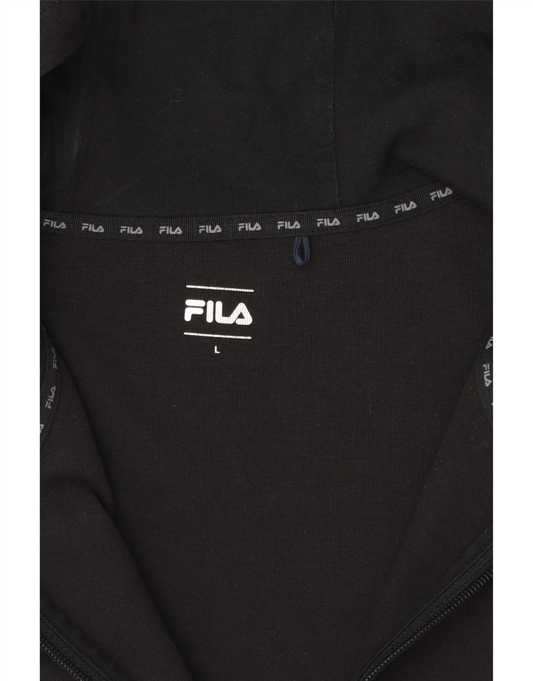 Fila Sudadera con capucha y cremallera para hombre, talla grande, color negro