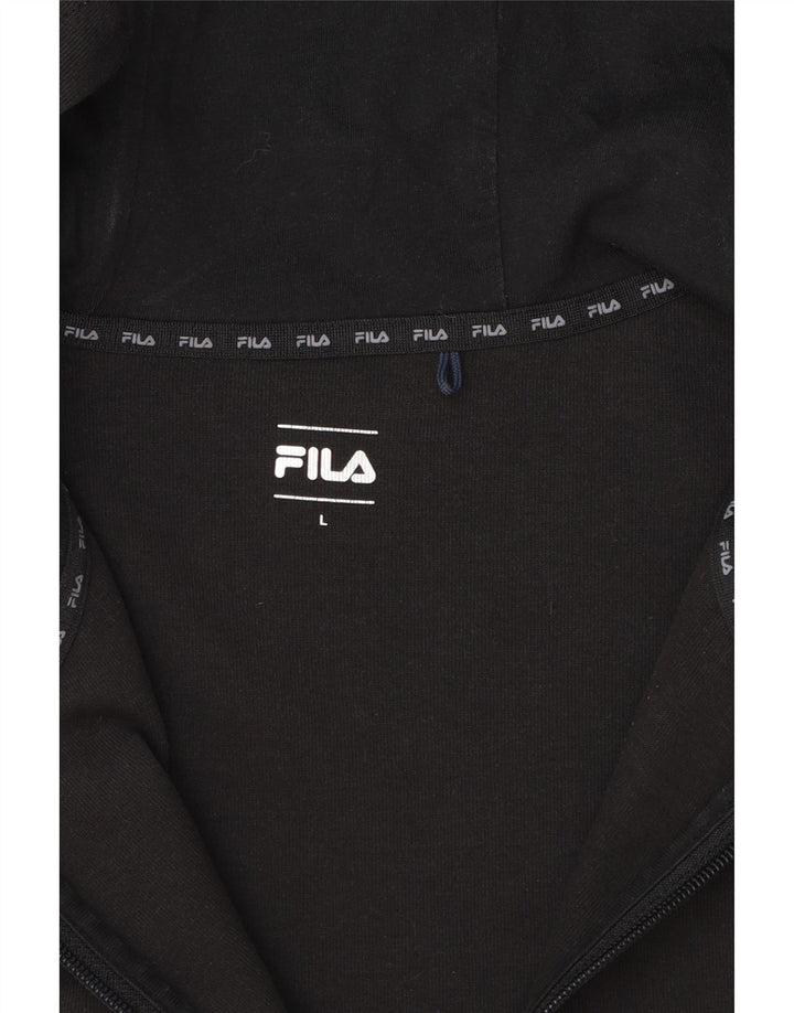 Fila Sudadera con capucha y cremallera para hombre, talla grande, color negro
